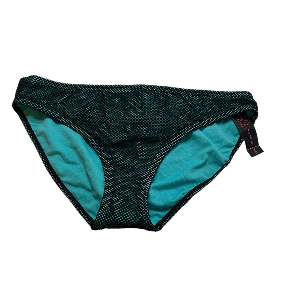 NWT No Boundaries Blue and Black Mesh Exterior Bikini Bottoms size large
